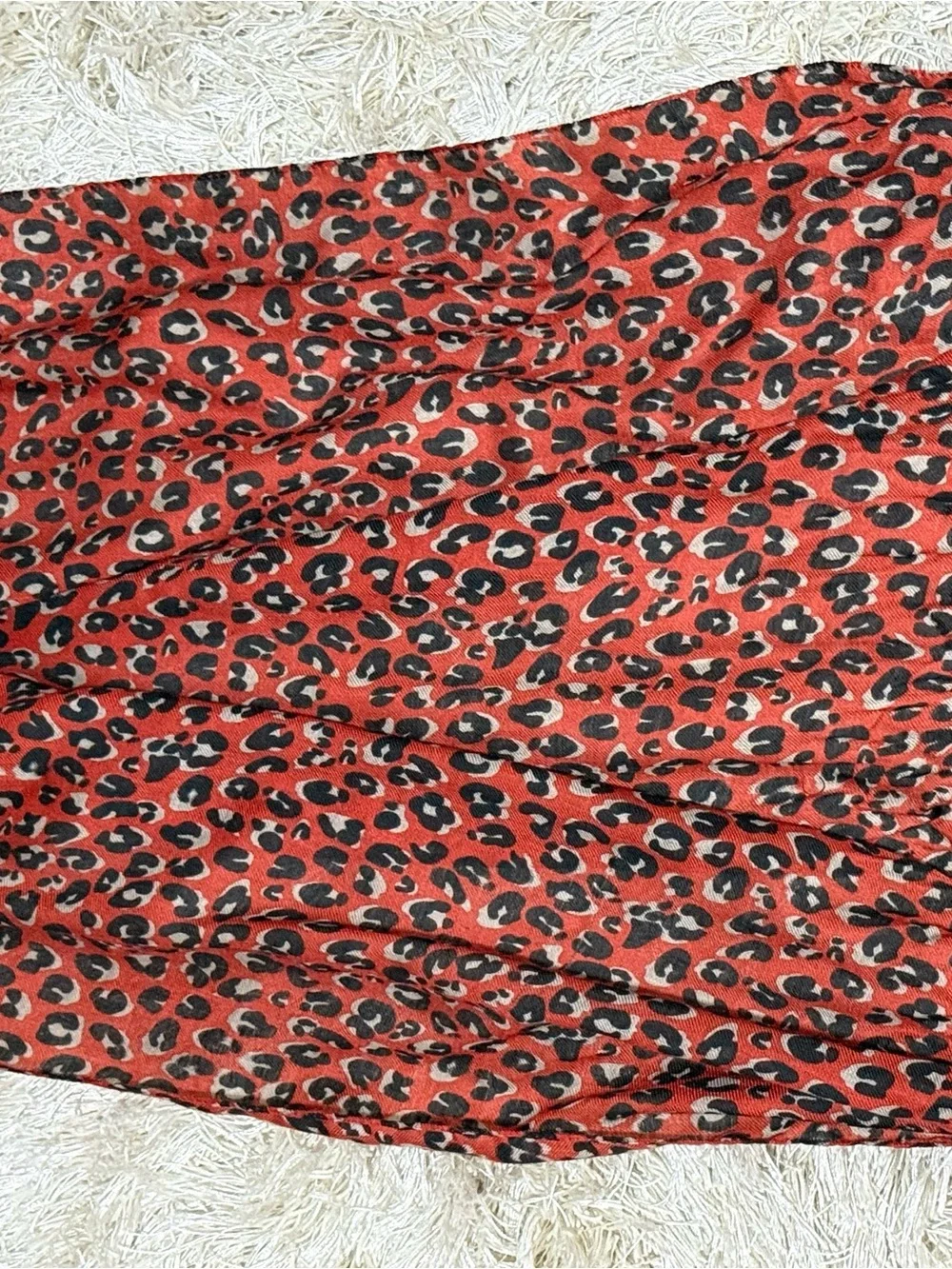 Nordstrom Red Leopard Print Lightweight Scarf Wrap Shawl Boho Chic